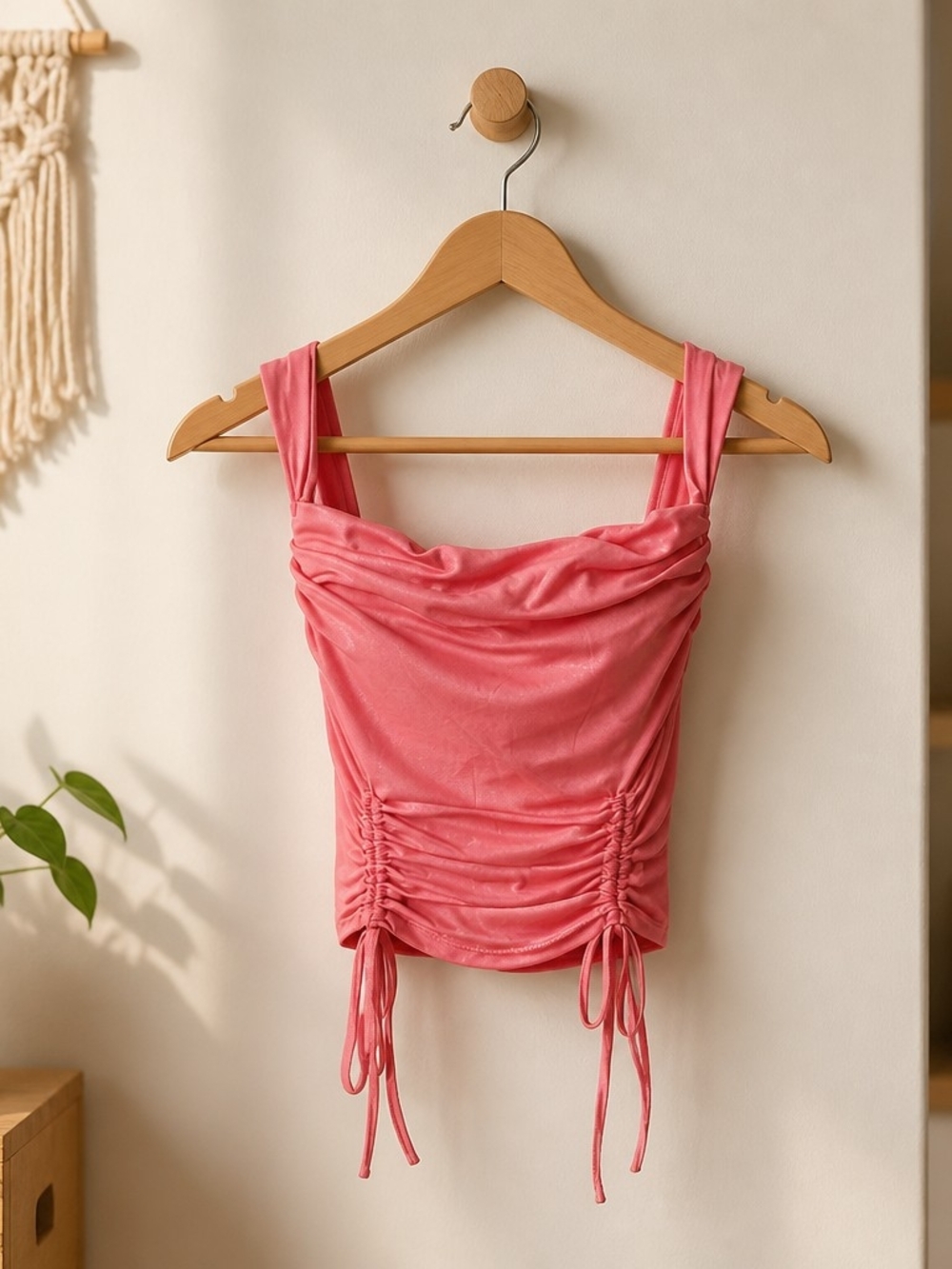 Women’s Pink Ruched Tank Top